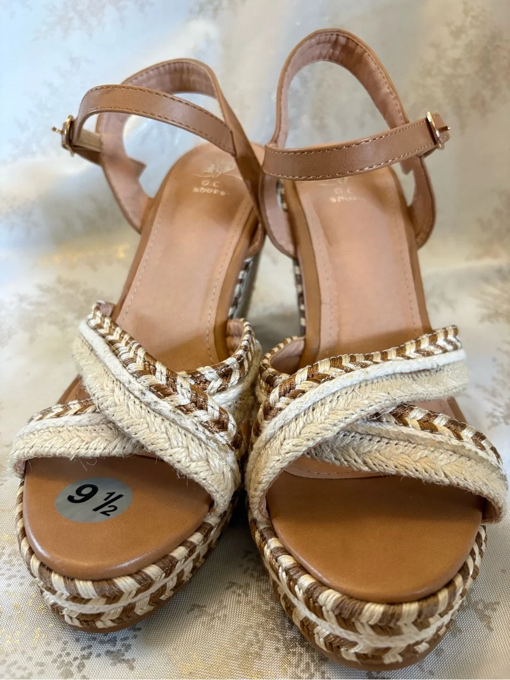 Braided Espadrille Platform Sandal - Tan & Cream